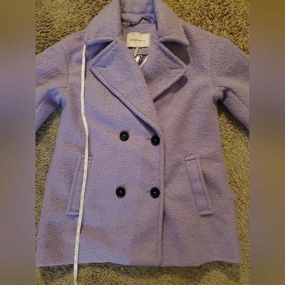 NWT Purple BCBGenerationWomen's Double-Breasted Bouclé Peacoat Size M - Picture 4 of 7